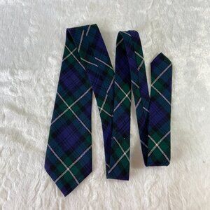 Tartan Plaid 100% New Wool Necktie - Made In Scotland Blue Green